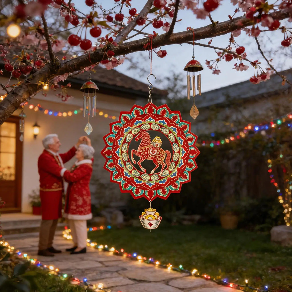 Horse Wind Chimes For Outside 11.57 Inch Stainless Steel Chinese New Year Decor 2026 Horse Year Hangable Pendant For Patio Lawn Zpaxo