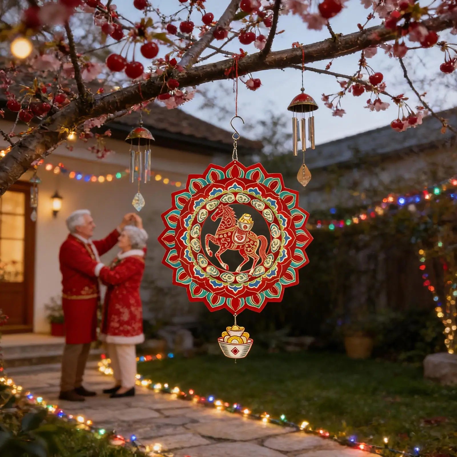 Horse Wind Chimes For Outside 11.57 Inch Stainless Steel Chinese New Year Decor 2026 Horse Year Hangable Pendant For Patio Lawn Zpaxo