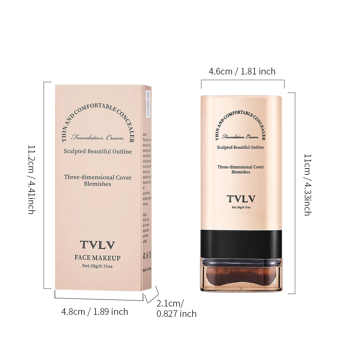 Brush-Tip Concealer Foundation Cream - Enhance Makeup Long Lasting Pigmented, Natural Soft Daily Look Zpaxo