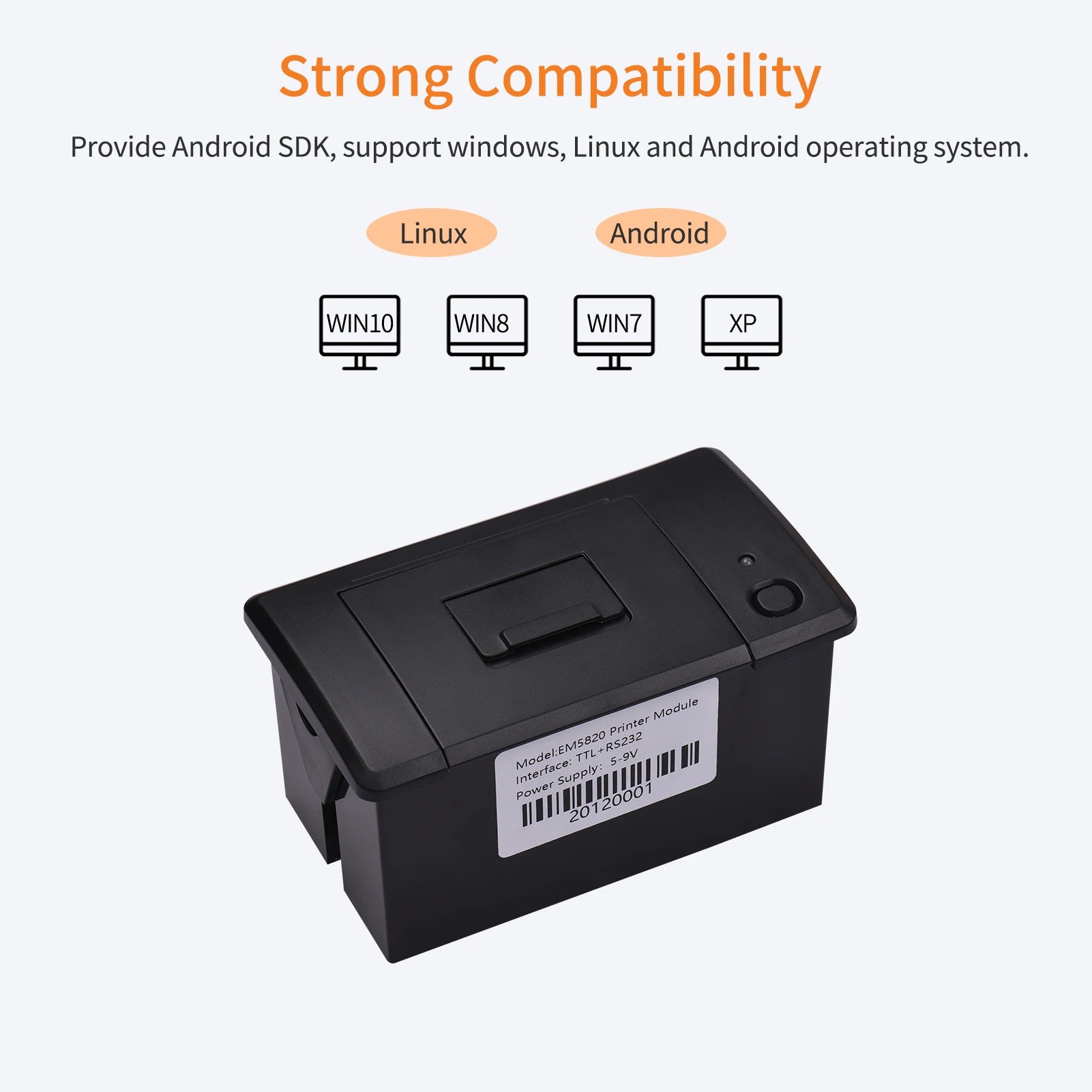 58MM 203dpi Thermal Receipt Printer Low Noise Mini Printing Module with USB/RS232/TTL Serial Port Support ESC/POS Commands Zpaxo