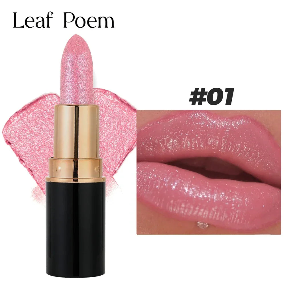 Black Tube Shiny Diamond Lipstick Pearl Moisturizing Glitter Lip Tint Balm Waterproof Lasting Lip Gloss Shimmer Sexy Lip Makeup Zpaxo 01