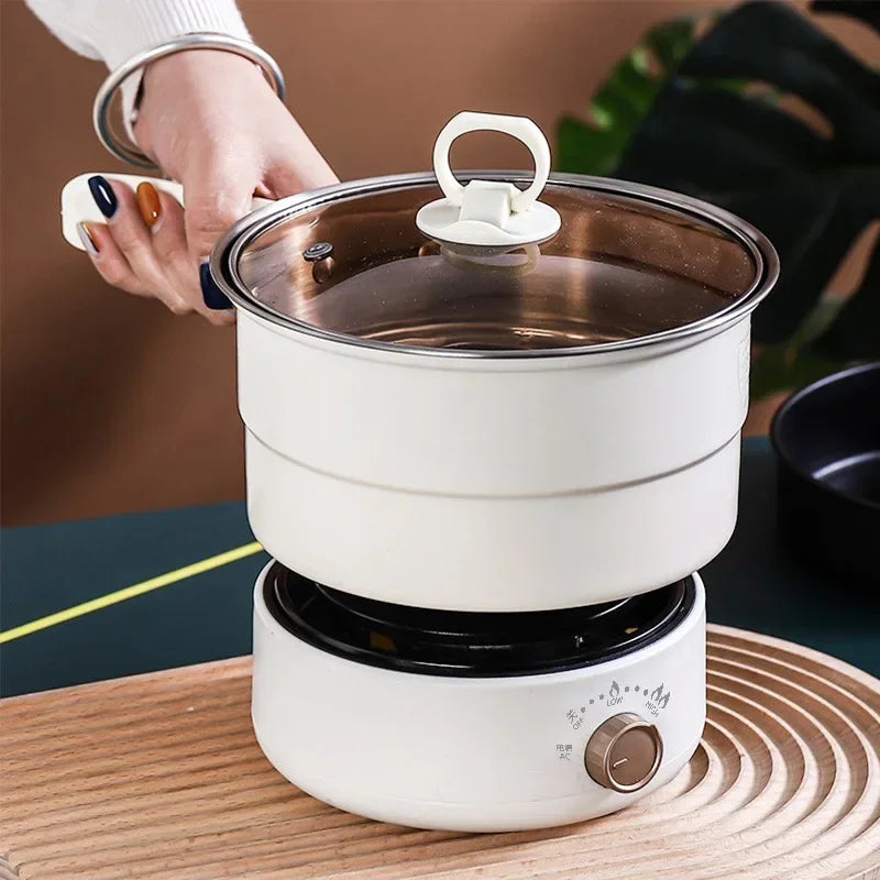 110V/220V Electric Cooker Portable Cooking Pot Foldable Hotpot 1.6L Multi cookers Split Type Rice Cooker Frying Pan Home Travel Zpaxo