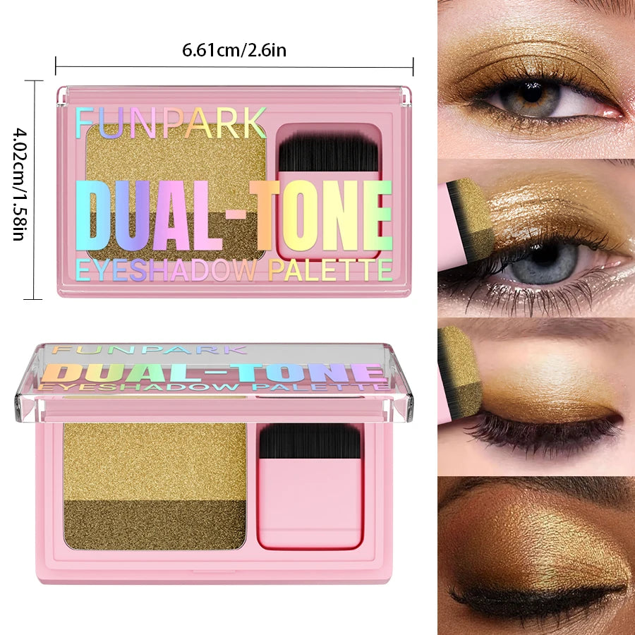 Two-color Glitter Eye Shadow Double Small Box Lazy Easy Use Long