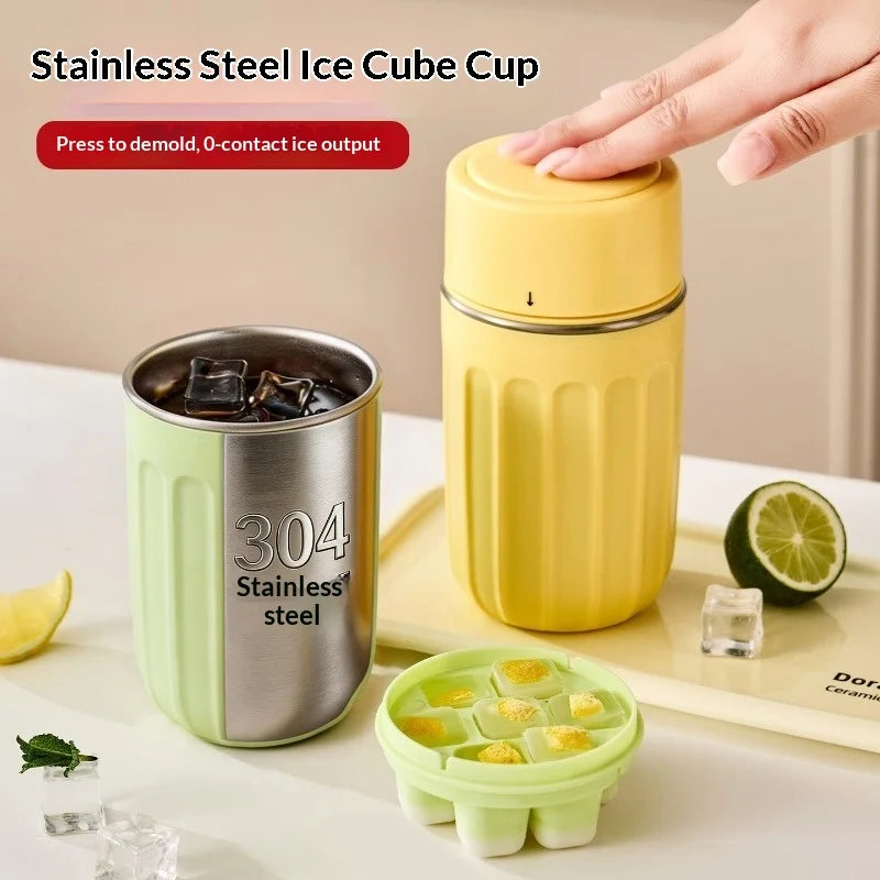One Click Press To Defrost 304 Ice Making Cup, Ice Tray Beverage, Soda Ice Tray, Outdoor Fitness Cooling Coffee Cup Zpaxo