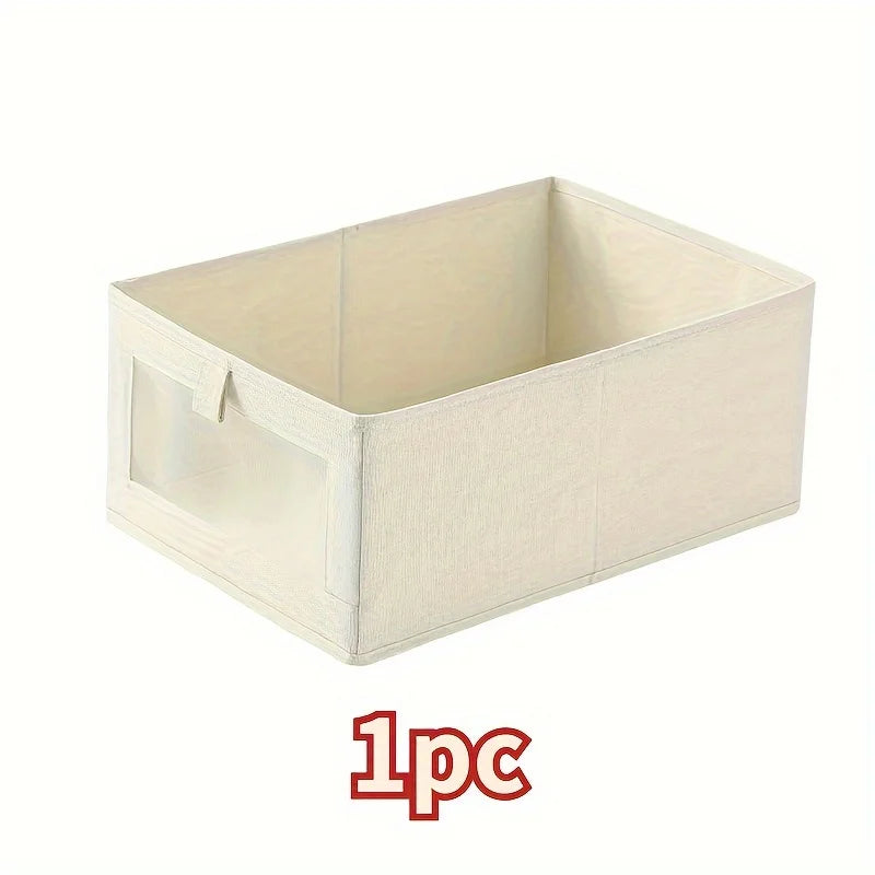 1 Foldable Wardrobe Storage Box Multifunctional Organizer Clothes Zpaxo beige-1pc