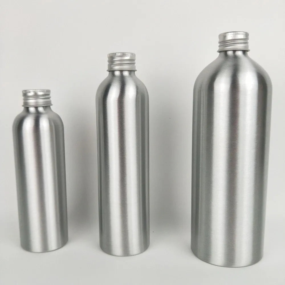 Aluminum Bottle Screw Cap Reusable Silver Cans Empty Refillable Zpaxo