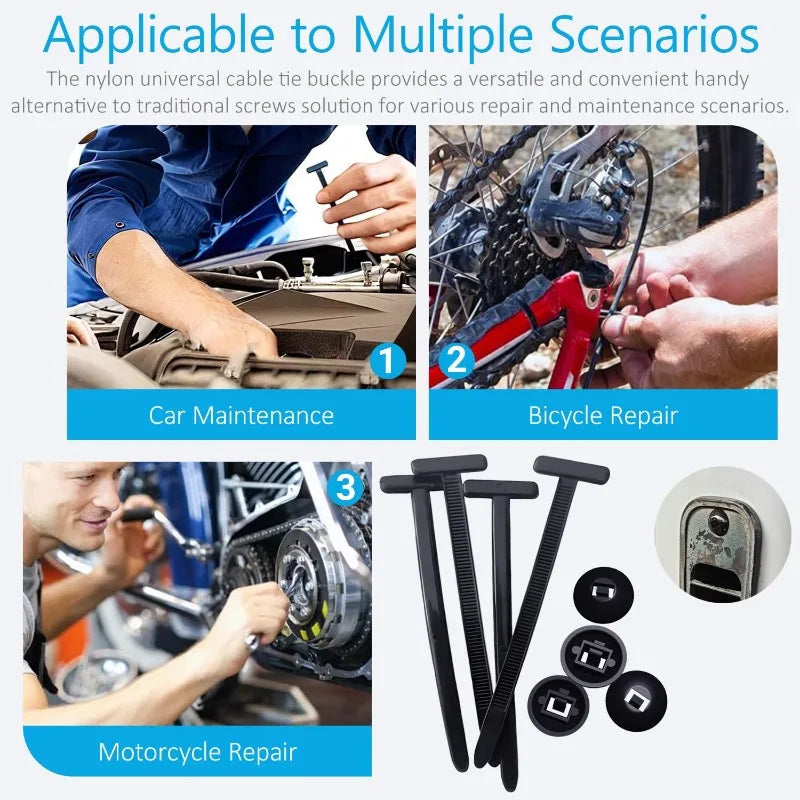 Cable Tie Self-locking Nylon Universal Cable Tie Buckle Heavy Duty Zip Ties with Pin & Button Car Daily Repair Fastening Strap Zpaxo