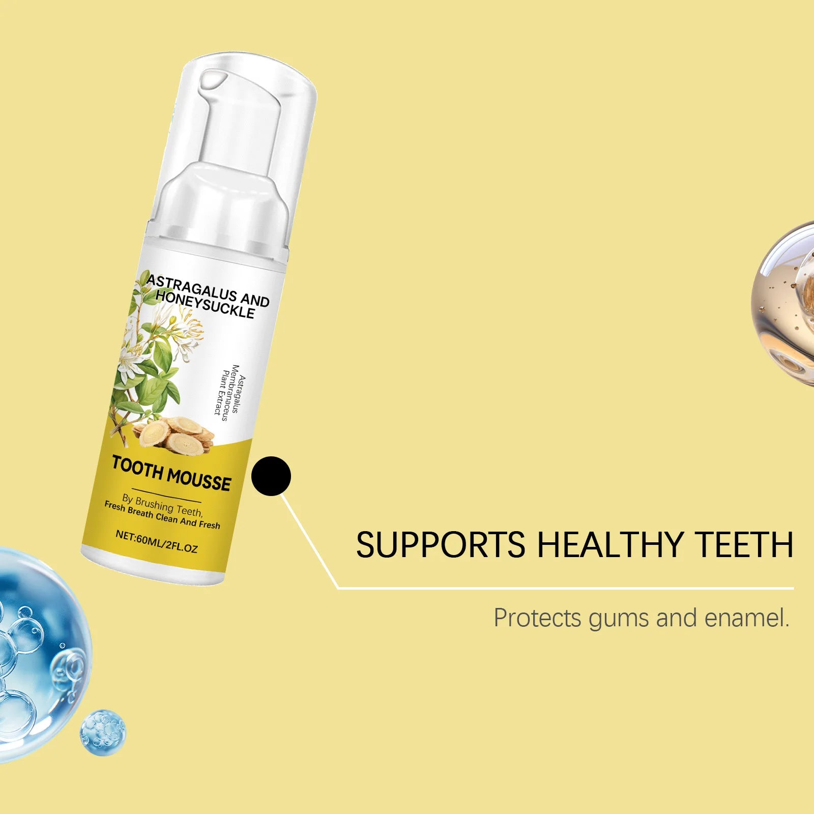 Astragalus Foam Toothpaste Mousse – Whiten & Freshen Breath 60ml Foam Toothpaste Mousse Zpaxo