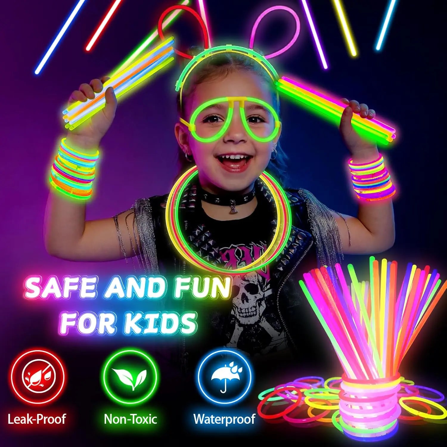 Multicolors Luminous Glow Stick Connector Fluorescence Sticks Neon