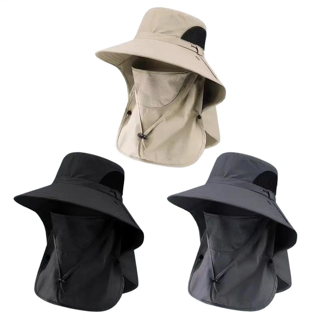 UV Protection Wide Brim Fishing Sun Hat with Neck Flap Outdoor Sun Hat Zpaxo