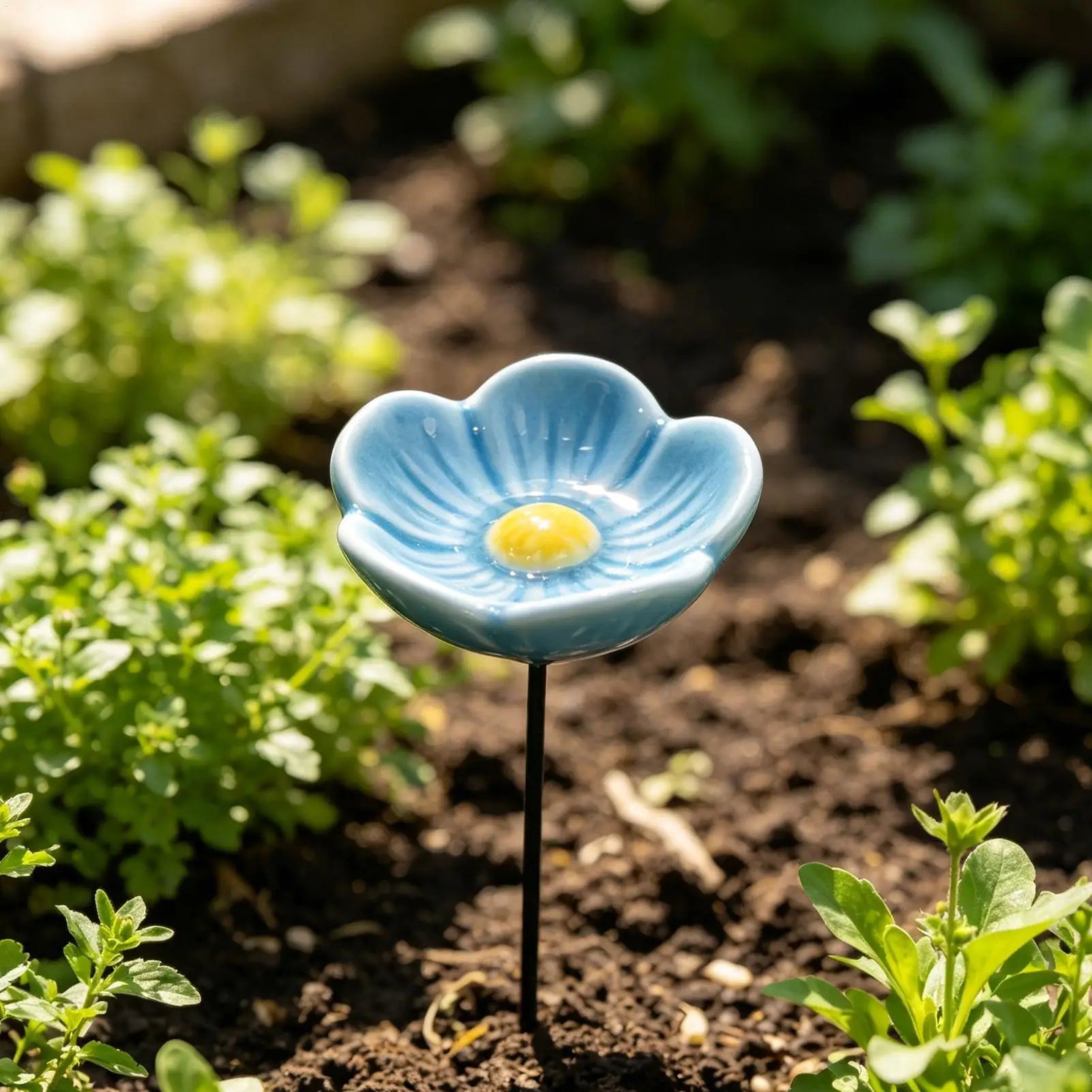 Ceramic Bee Watering Station – Flower Garden Stake & Bird Bath Bee Watering Station Zpaxo