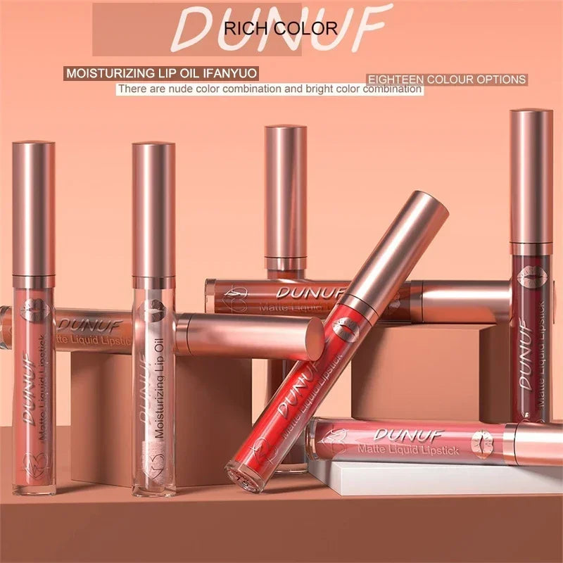 Matte Velvet Lip Gloss Dark Red Brown Lip Glaze Long Lasting Waterproof Liquid Lipstick Natural Moisturizer Transparent Lip Oil Zpaxo