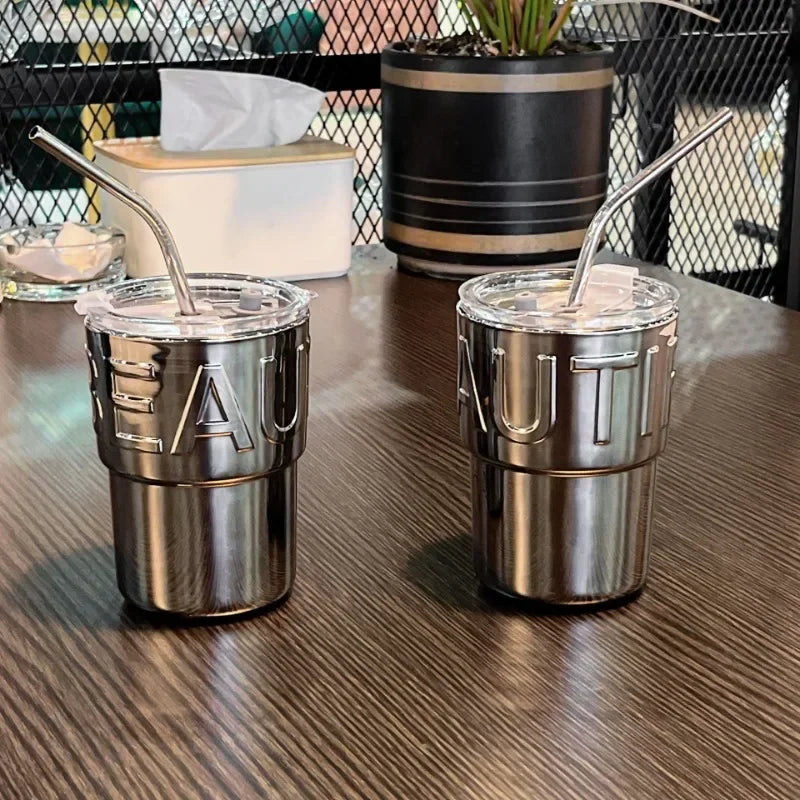 Glass Straw Coffee Cup, Female Ins Feng Shui Cup with Lid, Creative Cup, Internet Celebrity, Same Style Bamboo Node Cup 2025 Zpaxo