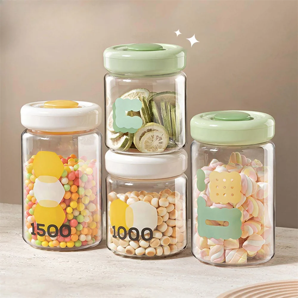 Vacuum Containers Food Storage Button Control Sealed Can Flour Sugar Zpaxo
