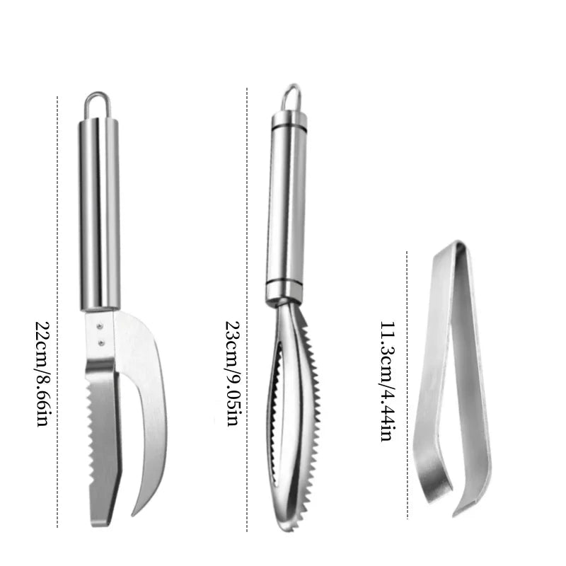 Kitchen Accessories Stainles Fish Scales Scraping Graters Fast Remove Fish Cleaning Peeler Scraper Fish Bone Tweezers Tool Gadge Zpaxo