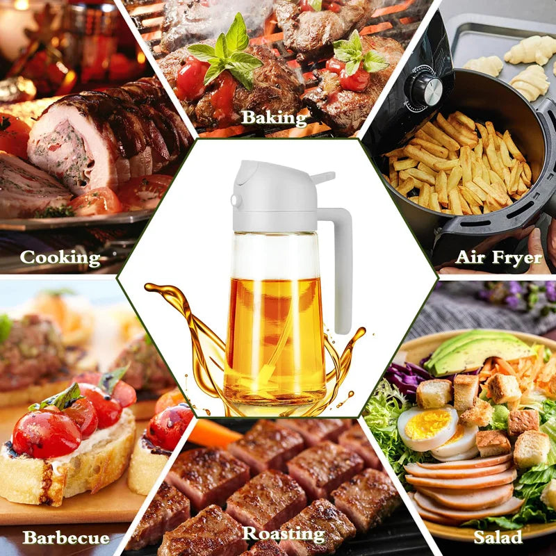 Kitchen Sprayer Spray Oil Dispenser 2in1 Oil Dispenser Oil Sprayer Comfortable Handle Barbecue Air Frying Pan Oven Steak Frying Zpaxo