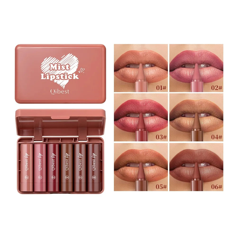 QIBEST Lasting Matte Lipstick Pencil Twist-up Velvet Lip Stick Pen