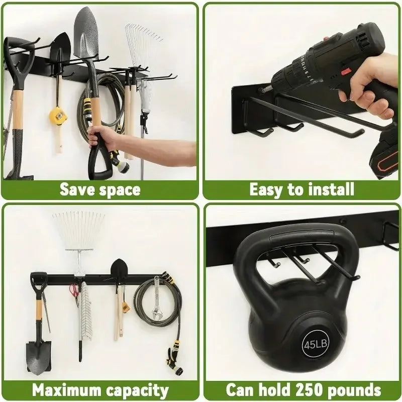 Metal Wall Hook Rack – Garage & Garden Tool Organizer Wall Tool Organizer Zpaxo
