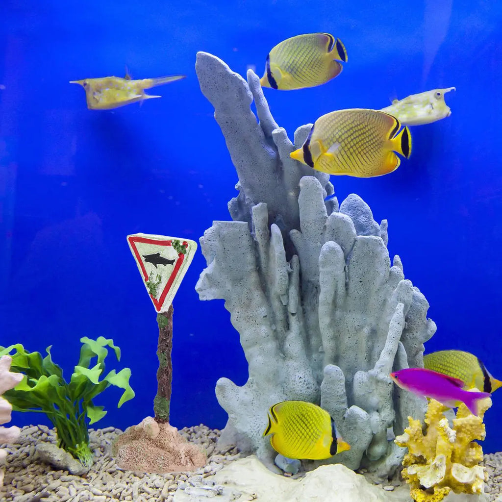 Cartoon Resin Small Display Warning Signs Aquarium Ornament Fish Tank