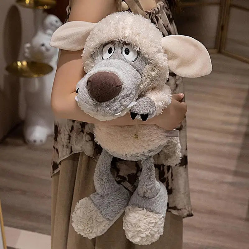 Stuffed Wolf Plush 11.8 Inches Stuffed Toy Sheep Clothing Huggable Dolls Soft Plush Collectible Home Decoration For Sofa Living Zpaxo