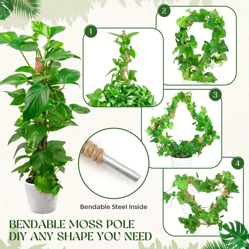 Plant Monstera Support Bendable Moss Pole for Plants Coconut Palm Fiber Monstera Handmade Coco Climbing DIY Garden Accessories Zpaxo