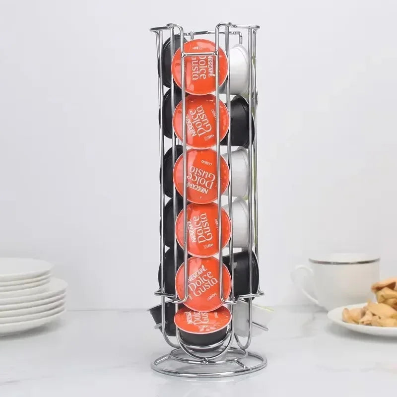 Rotating Coffee Pod Holder – 24-Capsule Large Capacity Metal Rack Coffee Pod Rack Zpaxo