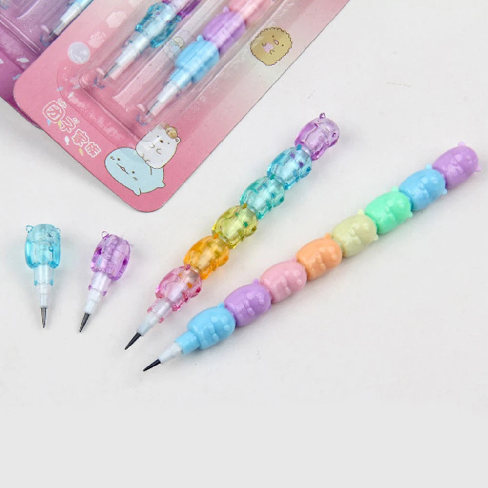 2Pcs/set Kawaii Stackable Pencils Non-Sharpening HB Pencils Cartoon Japanese Stationery Children Student Prize Gift Zpaxo