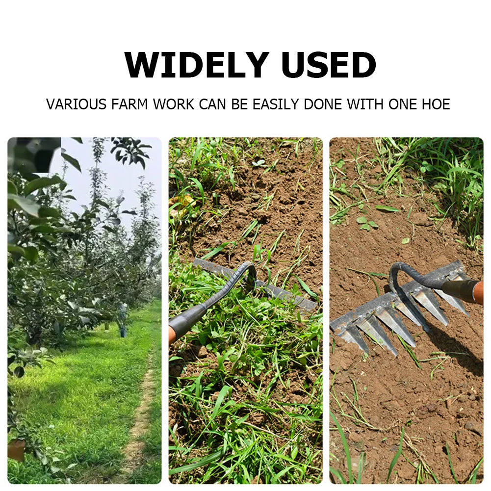 Weeding Hoe Rake Sharp Nail Harrow Grasping Rake Steel Loosening Soil Tool Tooth Garden Hand Rake Tool Agricultural Tools Zpaxo