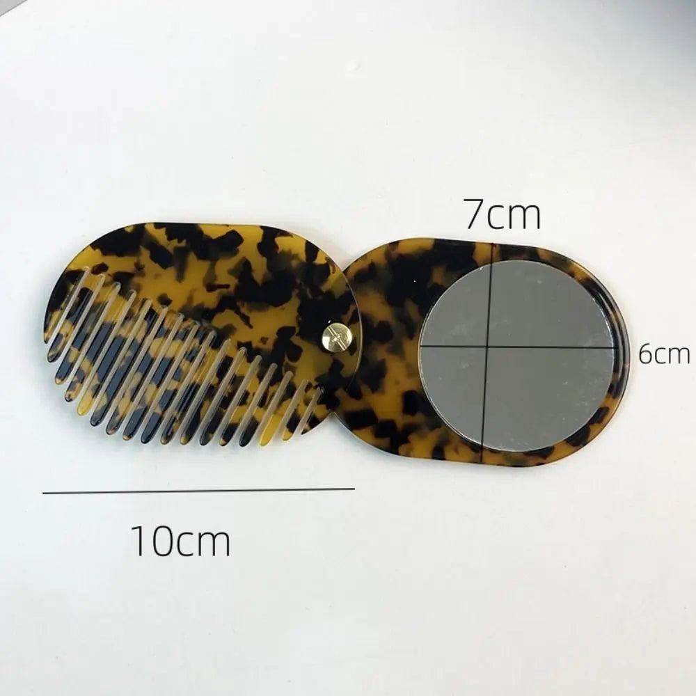 Simple Acetate Makeup Mirror Mini Anti static Mirror comb multifunctional Folding Hair comb Travel Zpaxo