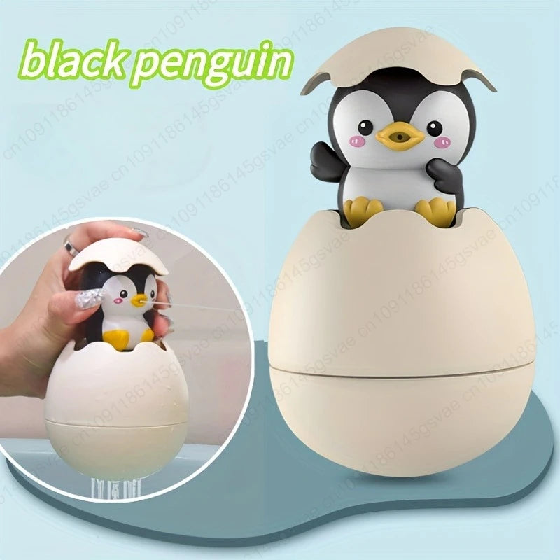 Baby Bathtub Water Play Set Rotating Sprinkler Kids Bath Toys Games for Bath Toddler Bathroom Suction Cup Shower Toys for Infant Zpaxo black penguin
