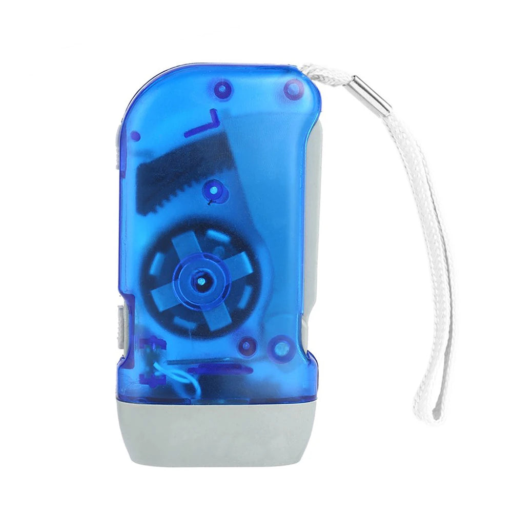 LED Hand Pressing Dynamo Flashlight Crank Torch Lamp Light Outdoor Zpaxo Blue