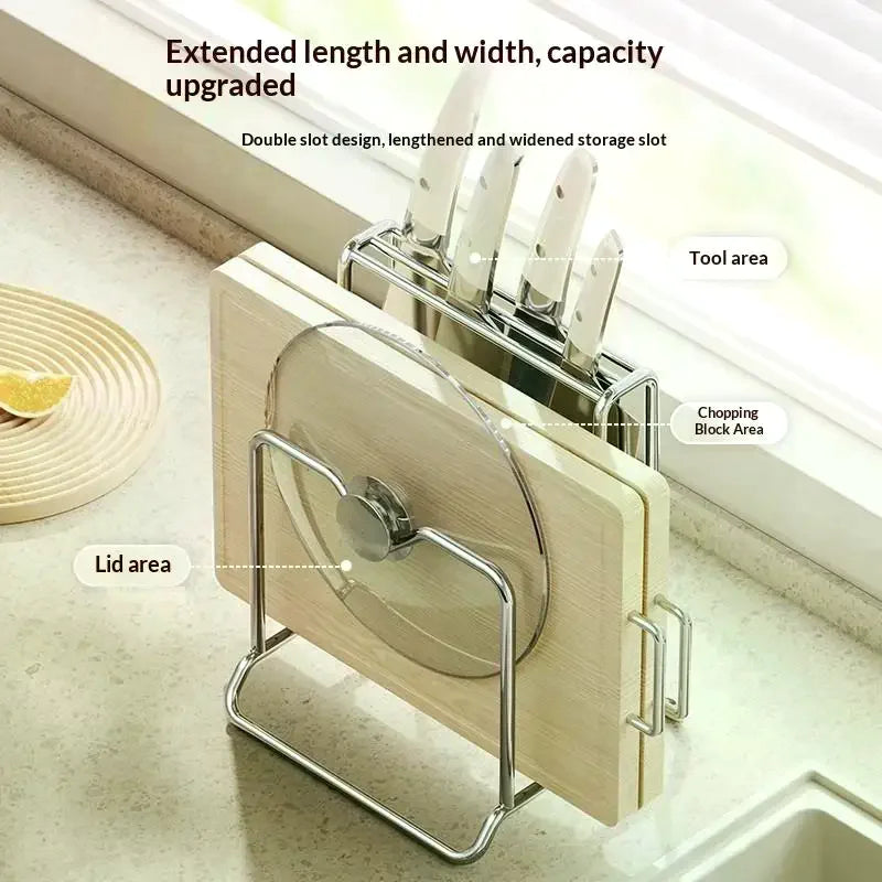 Home Stainless Steel Knife Rack Kitchen Countertop Cutting Board Zpaxo