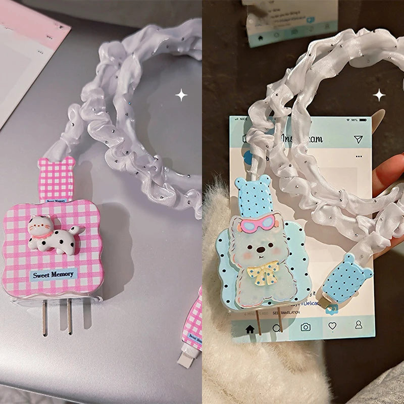 Cute Animal Puppy Charger Cable Protector IPhone 15 14 13 12 18W 20W