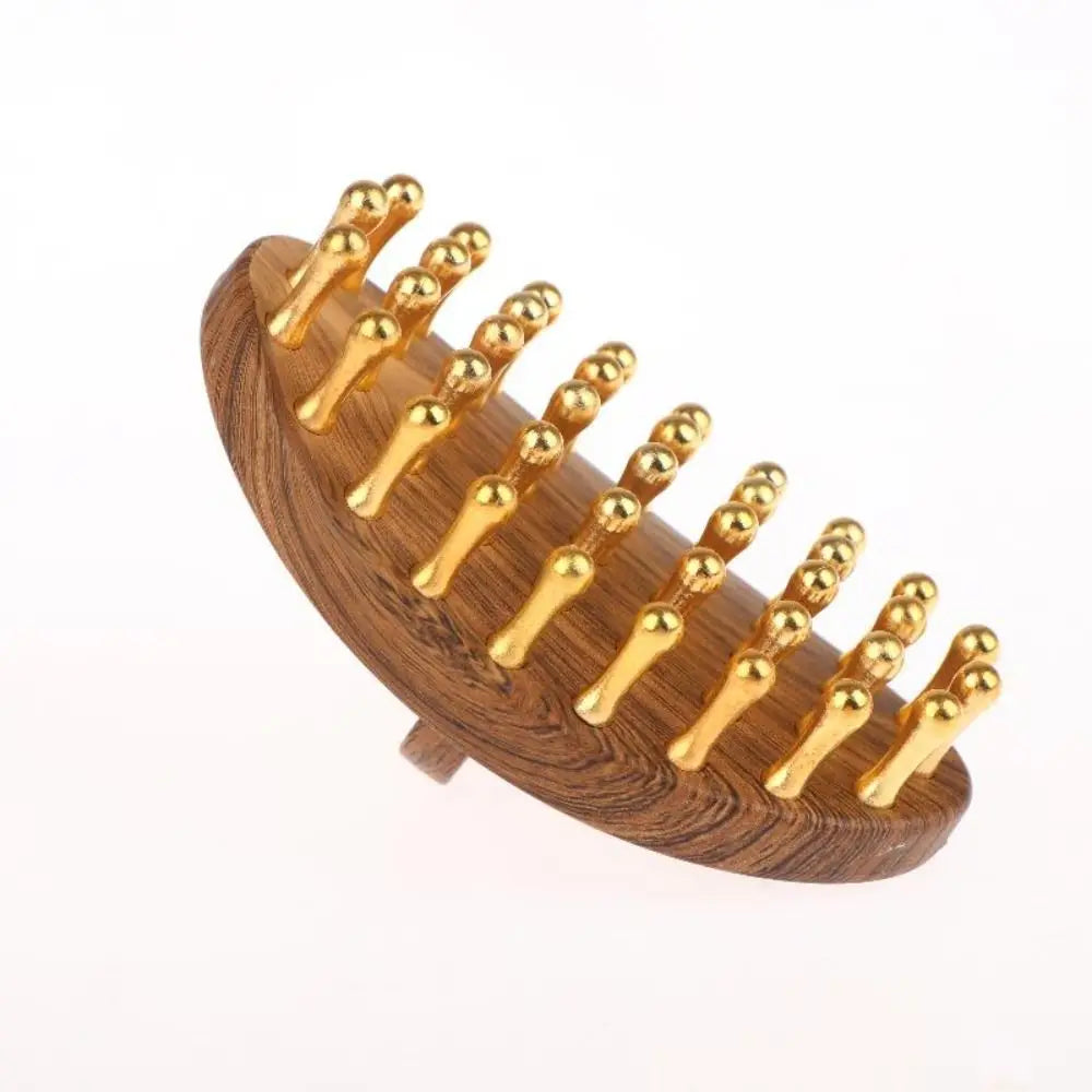 39-Tooth Solid Brass Body Massage Brush Gold Bead Roller Pressure Zpaxo