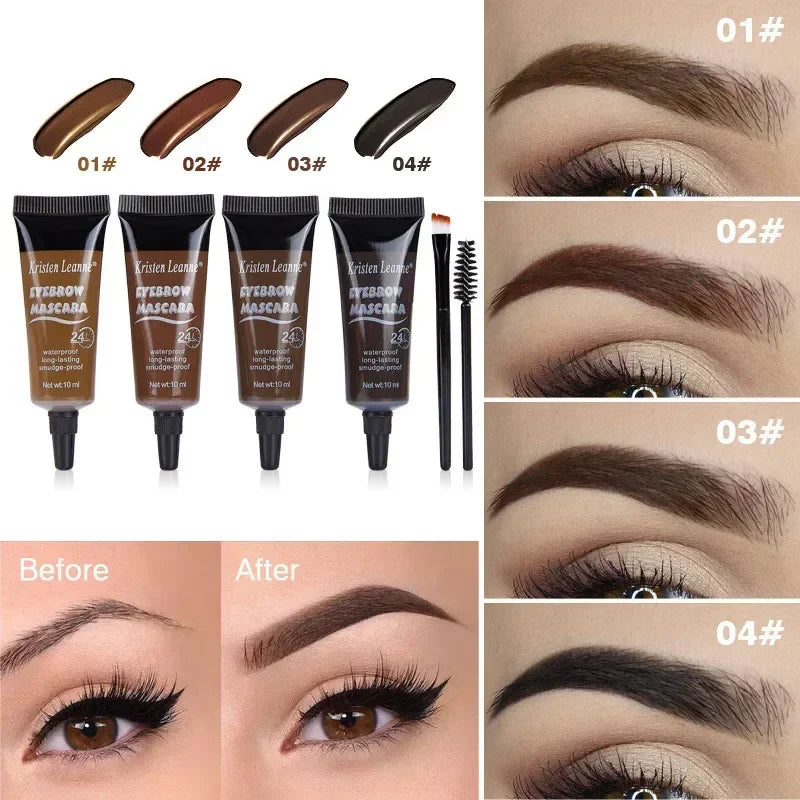 4 Colors Natural Liquid Dyeing Eyebrow Cream Set Waterproof Long Lasting Black Brown Tint Eyebrow Mascara Eyebrows Paint Makeup Zpaxo