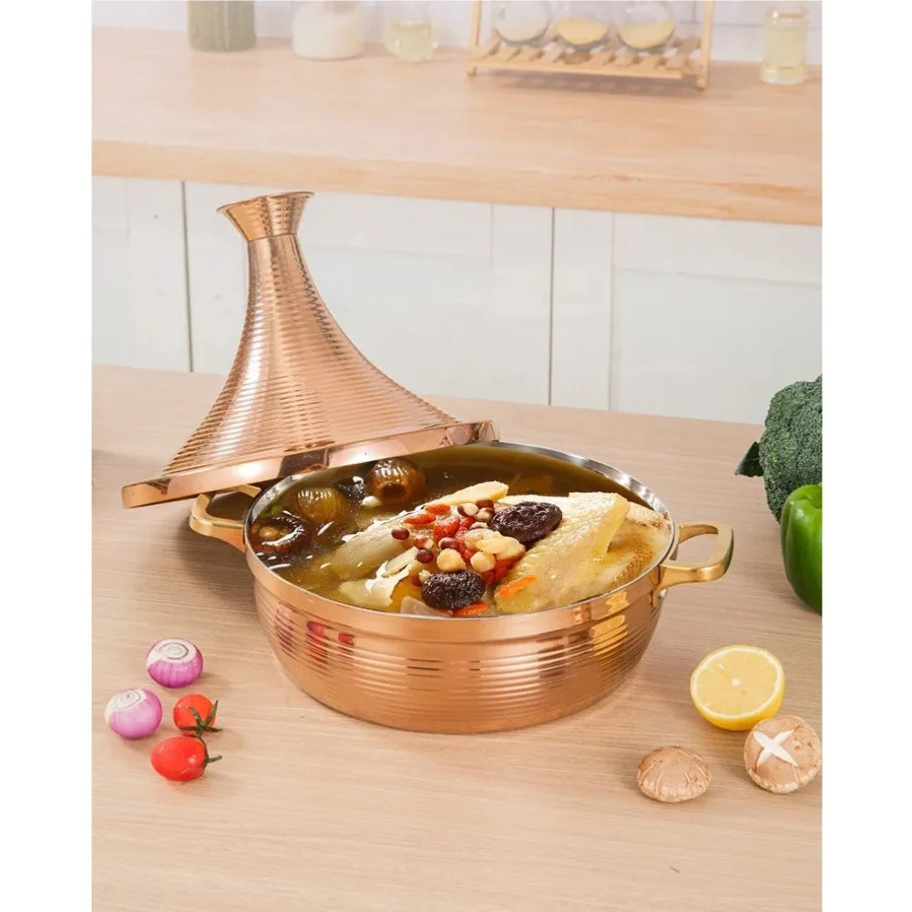 Stainless Steel Moroccan Tajine Pot with Induction Compatible Base for Versatile Cooking Needs Zpaxo