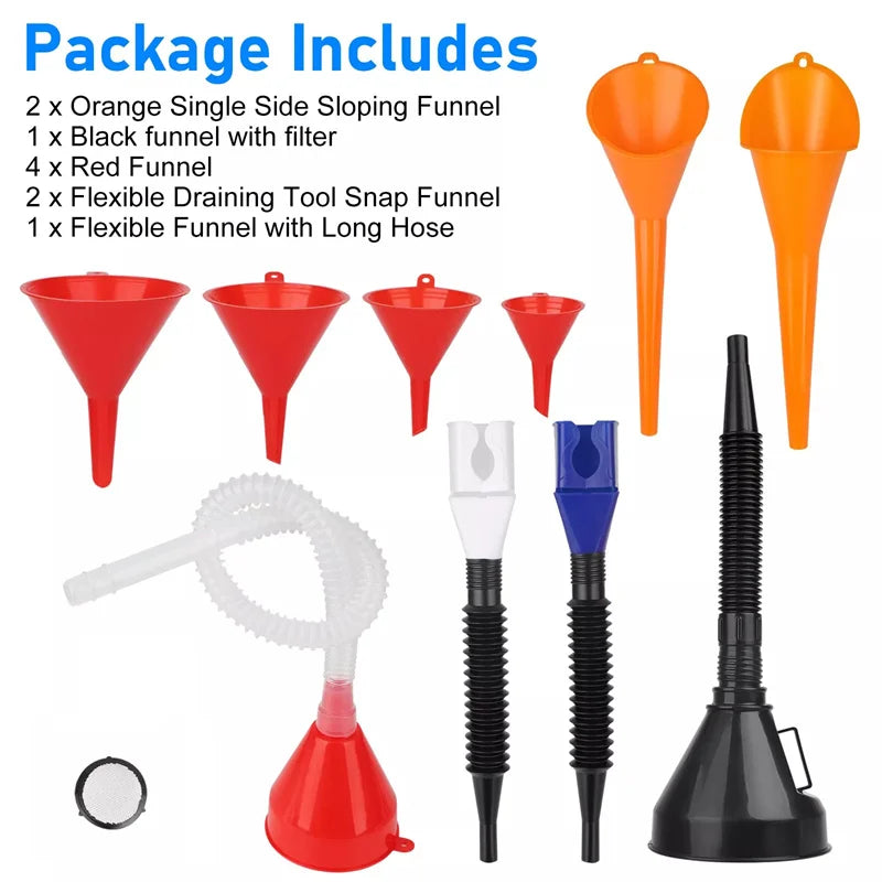 Car Refueling Funnel Filter Motorcycle Refuel Engine Oil Moto Auto