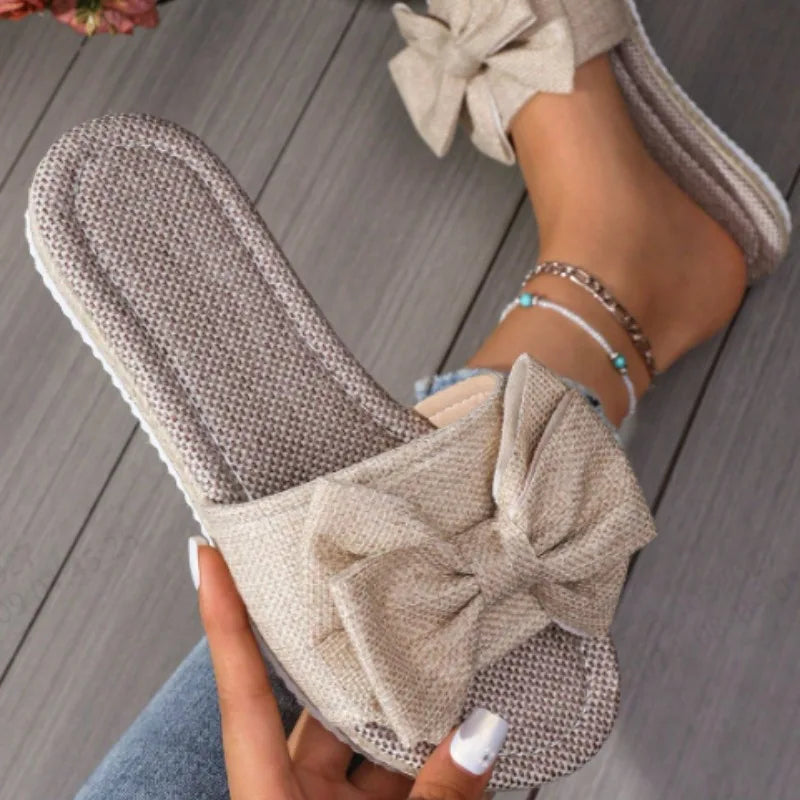 Women Slippers 2025 Bow Anti Slip Sandals Wear-resistant Soft Sole Zpaxo