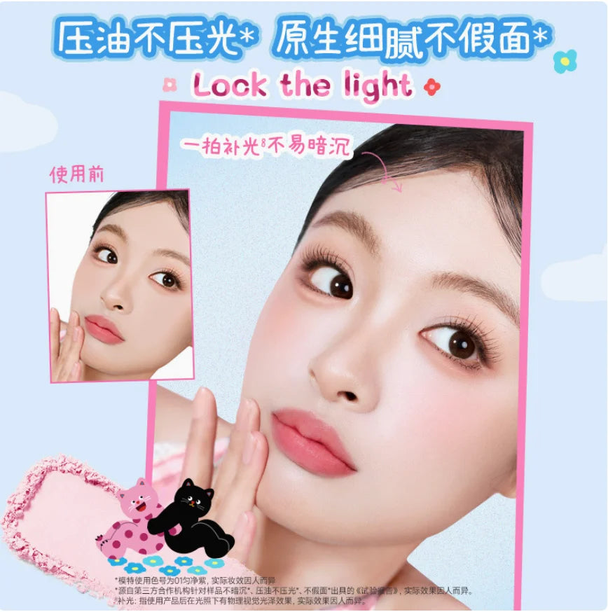 COLORKEY POKKY Cat BLURRING SILKY SETTING POWDER Face Palette Makeup Zpaxo