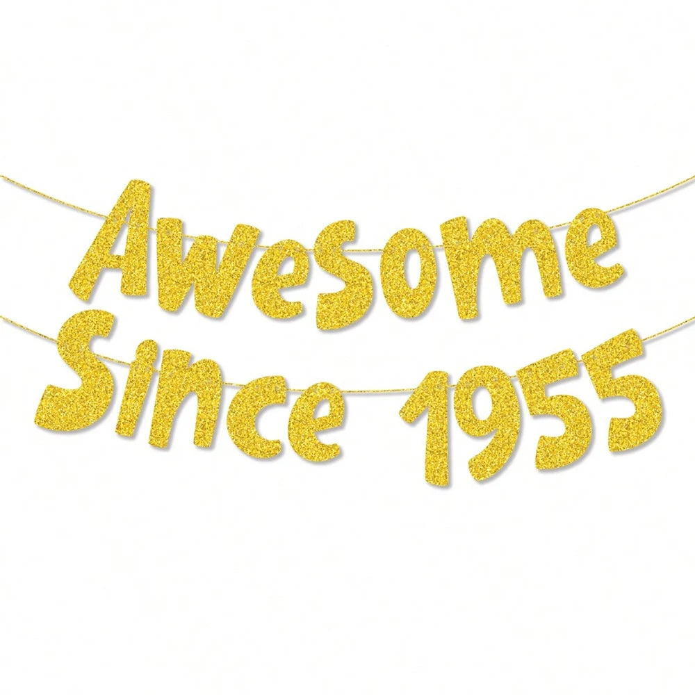 Awesome Since 1995/1985/1975/1965/1955 Banner Gold Black Glitter Banner Birthday Anniversary Party Favors Home Wall Decoration Zpaxo