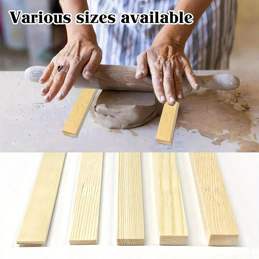 10Pcs Wooden Rolling Mud Teaching Roller Stick Guide Rolling Pin Guides Set Polymer Clay Pottery Tools for Polymer Thickness Zpaxo