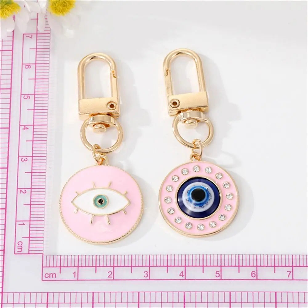 Lucky Turkish Evil Eye Keychain Retro Round Enamel Pendant Blue Zpaxo