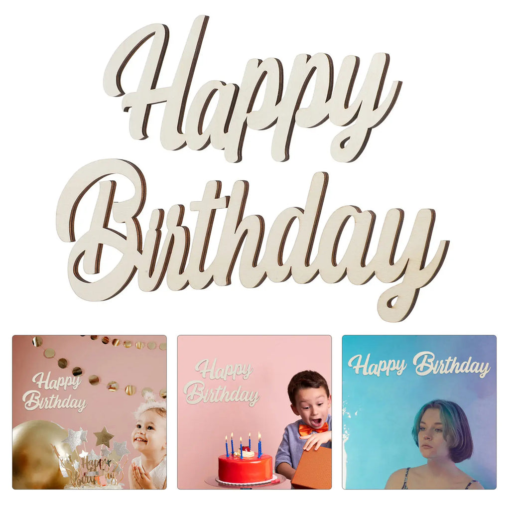 Wooden Happy Birthday Sign Plaque Wall Hanging Decoration Themed