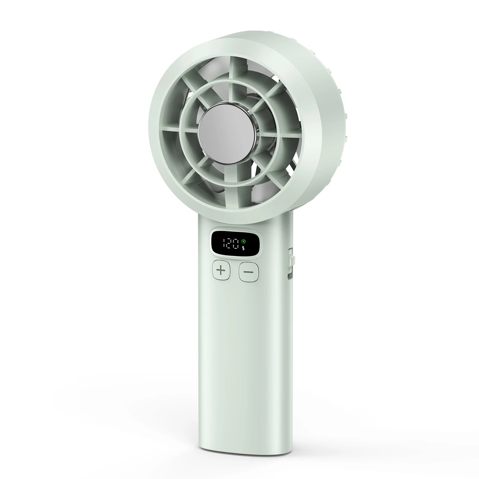 Portable Handheld Fan USB Rechargeable Mini Fan High Speed Cooling Fan with LED Digital Display for Travel Camping Outdoor Zpaxo green