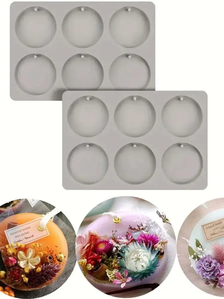 Circular Silicone Molds for Making Candlesticks,Round-Shaped Pendant Molds with Hanging Hole, Casting Epoxy Resin for DIY Craft Zpaxo 2pcs