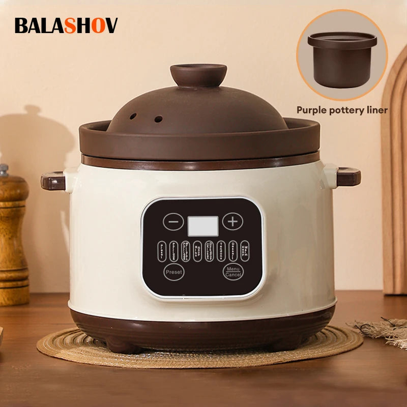 3.8L Multifunctional Electric stew pot Slow Cooker Ceramic Inner Pot Multi-Cooker for Soup Porridge Casserole Household Kitchen Zpaxo