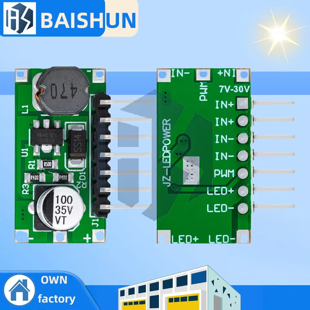 3W LED Lamp Driver: DC-DC Step-Down Buck Converter (7-30V IN to 1.2-28V OUT, 700mA) with PWM Dimming Support Zpaxo