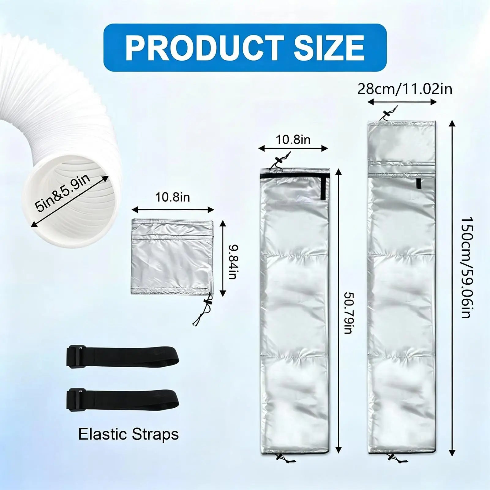 Air Conditioning Hose Cover 5-5 9-inch Exhaust AC Pipe Sleeve Heat