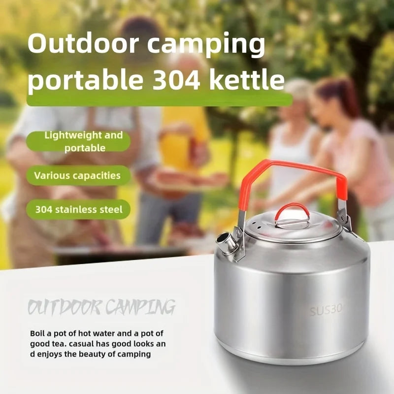 Stainless Steel Camping Kettle Portable Outdoor Picnic Teapot Durable Hiking Water Pot Reusable Coffee Kettle for Backpacking Zpaxo