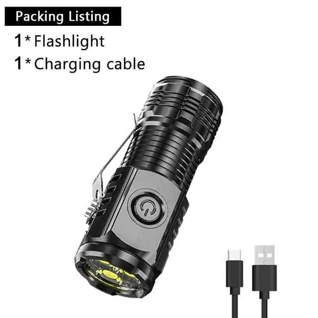 Type-C Rechargeable Waterproof Mini LED Flashlight – 3 LED